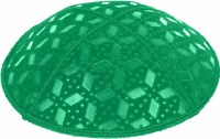 Additional picture of Emerald Blind Embossed Rocky Road Kippah without trim