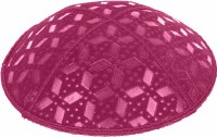 Fuchsia Blind Embossed Rocky Road Kippah without trim