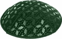 Additional picture of Green Blind Embossed Rocky Road Kippah without trim