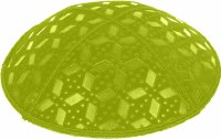 Additional picture of Lime Blind Embossed Rocky Road Kippah without trim