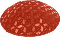 Additional picture of Orange Blind Embossed Rocky Road Kippah without trim