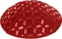 Red Blind Embossed Rocky Road Kippah without trim