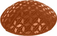 Additional picture of Rust Blind Embossed Rocky Road Kippah without trim