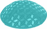 Turquoise Blind Embossed Rocky Road Kippah without trim