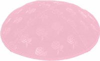 Additional picture of Light Pink Blind Embossed Roses Kippah without trim