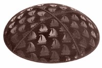 Brown Blind Embossed Sailboats Kippah