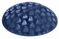 Dark Royal Blind Embossed Sailboats Kippah