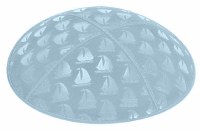 Light Blue Blind Embossed Sailboats Kippah