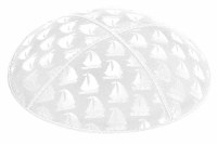 White Blind Embossed Sailboats Kippah