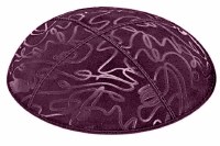 Eggplant Blind Embossed Scribble Kippah without Trim