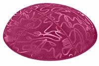 Fuchsia Blind Embossed Scribble Kippah without Trim