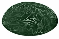 Green Blind Embossed Scribble Kippah without Trim