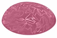Hot Pink Blind Embossed Scribble Kippah without Trim
