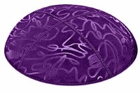 Purple Blind Embossed Scribble Kippah without Trim