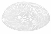 White Blind Embossed Scribble Kippah without Trim