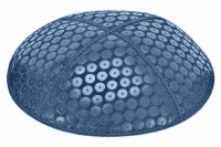 Denim Blind Embossed Sequins Kippah without Trim