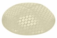 Ivory Blind Embossed Sequins Kippah without Trim