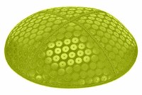 Lime Blind Embossed Sequins Kippah without Trim