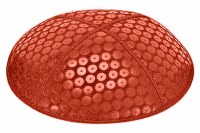 Orange Blind Embossed Sequins Kippah without Trim