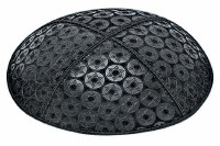 Black Blind Embossed Small Star of David Kippah without Trim