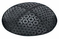 Dark Grey Blind Embossed Small Star of David Kippah without Trim