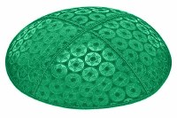 Emerald Blind Embossed Small Star of David Kippah without Trim