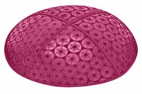 Fuchsia Blind Embossed Small Star of David Kippah without Trim