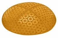 Gold Blind Embossed Small Star of David Kippah without Trim