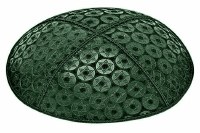 Green Blind Embossed Small Star of David Kippah without Trim