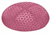 Hot Pink Blind Embossed Small Star of David Kippah without Trim
