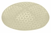 Ivory Blind Embossed Small Star of David Kippah without Trim
