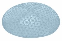 Light Blue Blind Embossed Small Star of David Kippah without Trim