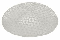 Light Grey Blind Embossed Small Star of David Kippah without Trim