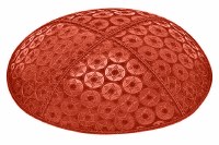 Orange Blind Embossed Small Star of David Kippah without Trim