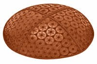 Rust Blind Embossed Small Star of David Kippah without Trim