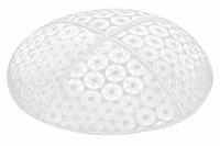 White Blind Embossed Small Star of David Kippah without Trim