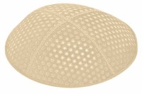 Beige Blind Embossed Small Stars Kippah