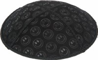 Black Smiley Blind Embossed Kippah