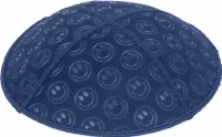 Dark Royal Blind Embossed Smiley Kippah with Brown and Gold Trim