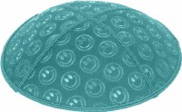 Teal Blind Embossed Smiley Kippah