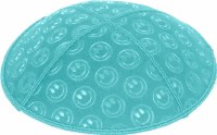 Turquoise Blind Embossed Smiley Kippah