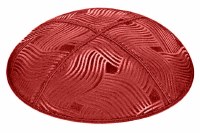 Red Blind Embossed Spaghetti Kippah without Trim