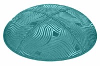 Teal Blind Embossed Spaghetti Kippah without Trim