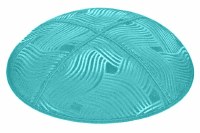 Turquoise Blind Embossed Spaghetti Kippah without Trim