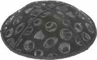 Additional picture of Black Blind Embossed Sports Kippah without trim