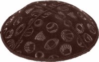 Additional picture of Brown Blind Embossed Sports Kippah without trim