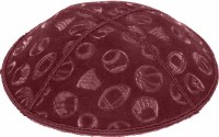 Burgundy Blind Embossed Sports Kippah without trim