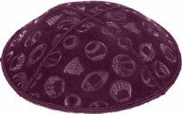 Additional picture of Eggplant Blind Embossed Sports Kippah without trim