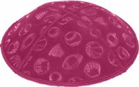 Additional picture of Fuchsia Blind Embossed Sports Kippah without trim