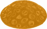 Additional picture of Gold Blind Embossed Sports Kippah without trim